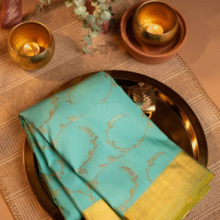 Buy Sky Archaic Traditional Kanchi Soft Silk Saree With Attached Blouse