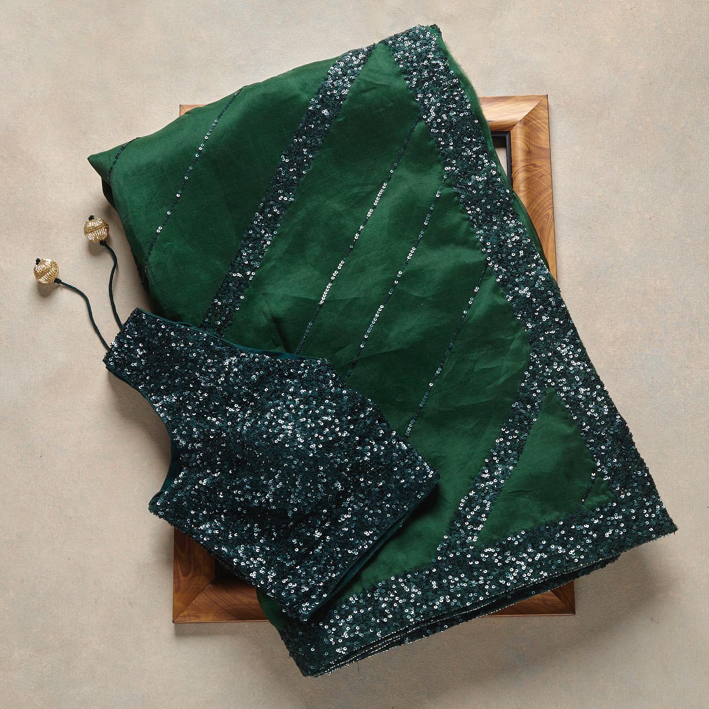Dark green Colour Rangoli Silk Sequence Embroidery Work Saree With Blouse