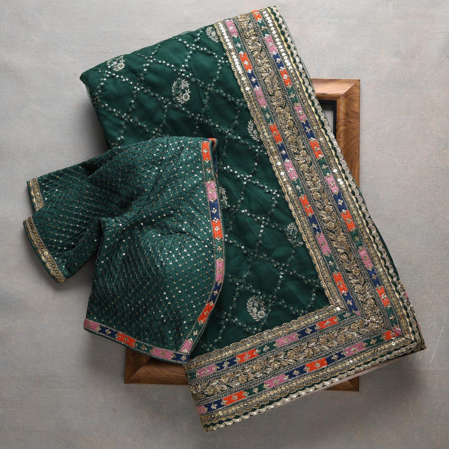 Green Colour Rangoli Silk Sequence Embroidery Work Saree With Blouse