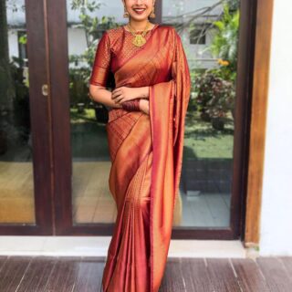 Stylish Maroon Soft Silk Saree with Unique Blouse Piece