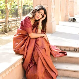Unique Wine Soft Silk Saree With Wonderful Blouse Piece