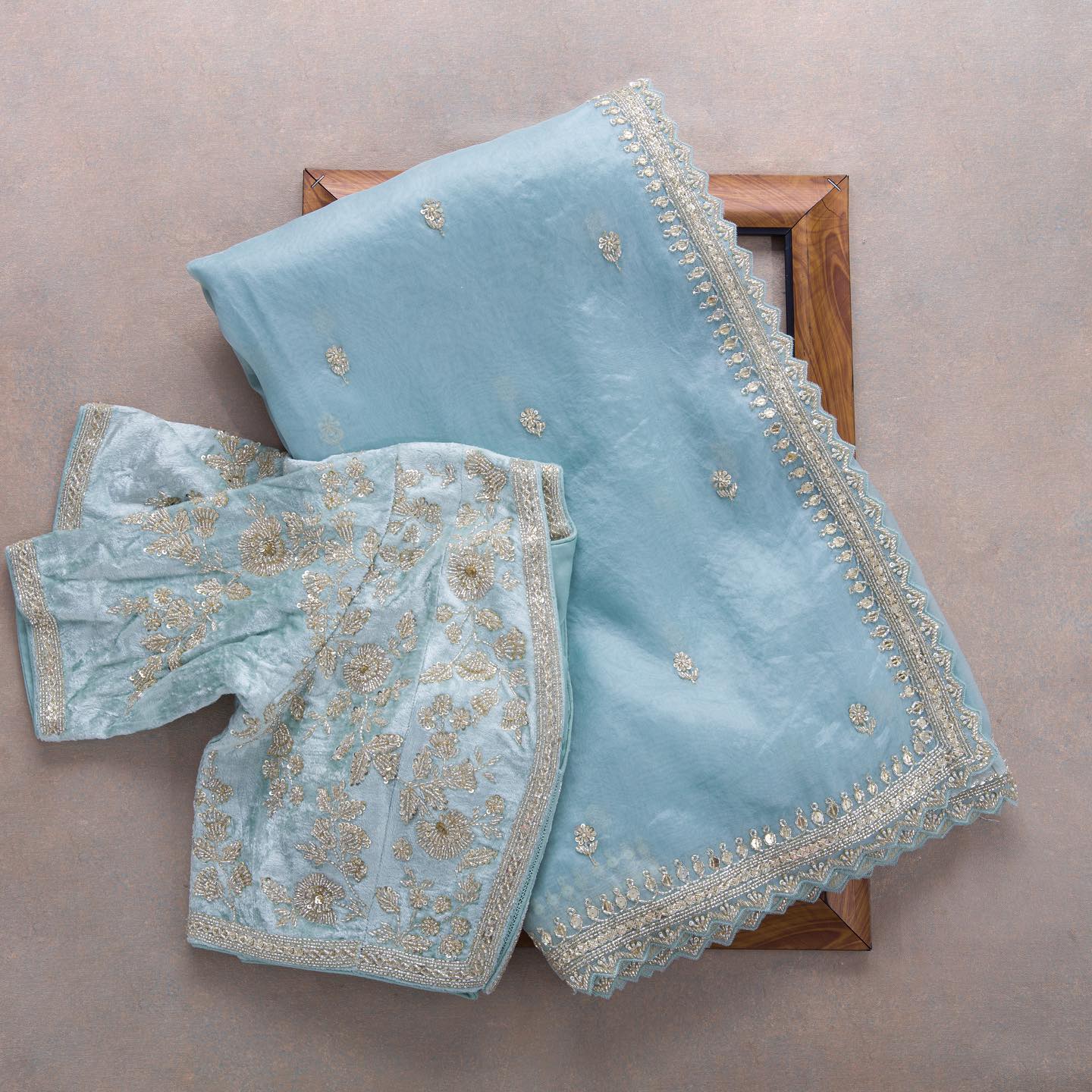Sky Blue Colour Rangoli Silk Sequence Embroidery Work Saree With Blouse