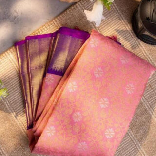 The Silk Women Beautiful Rich Pallu and Jacquard Kanjivaram Silk Saree with 0.80 m Blouse