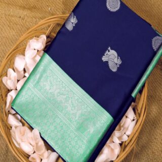 The Silk Women Firozi Blue Style Traditional Soft Silk Saree with 0.80 m Attached Blouse