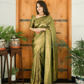 Soft Banarasi Silk Golden Zari Weaving Saree