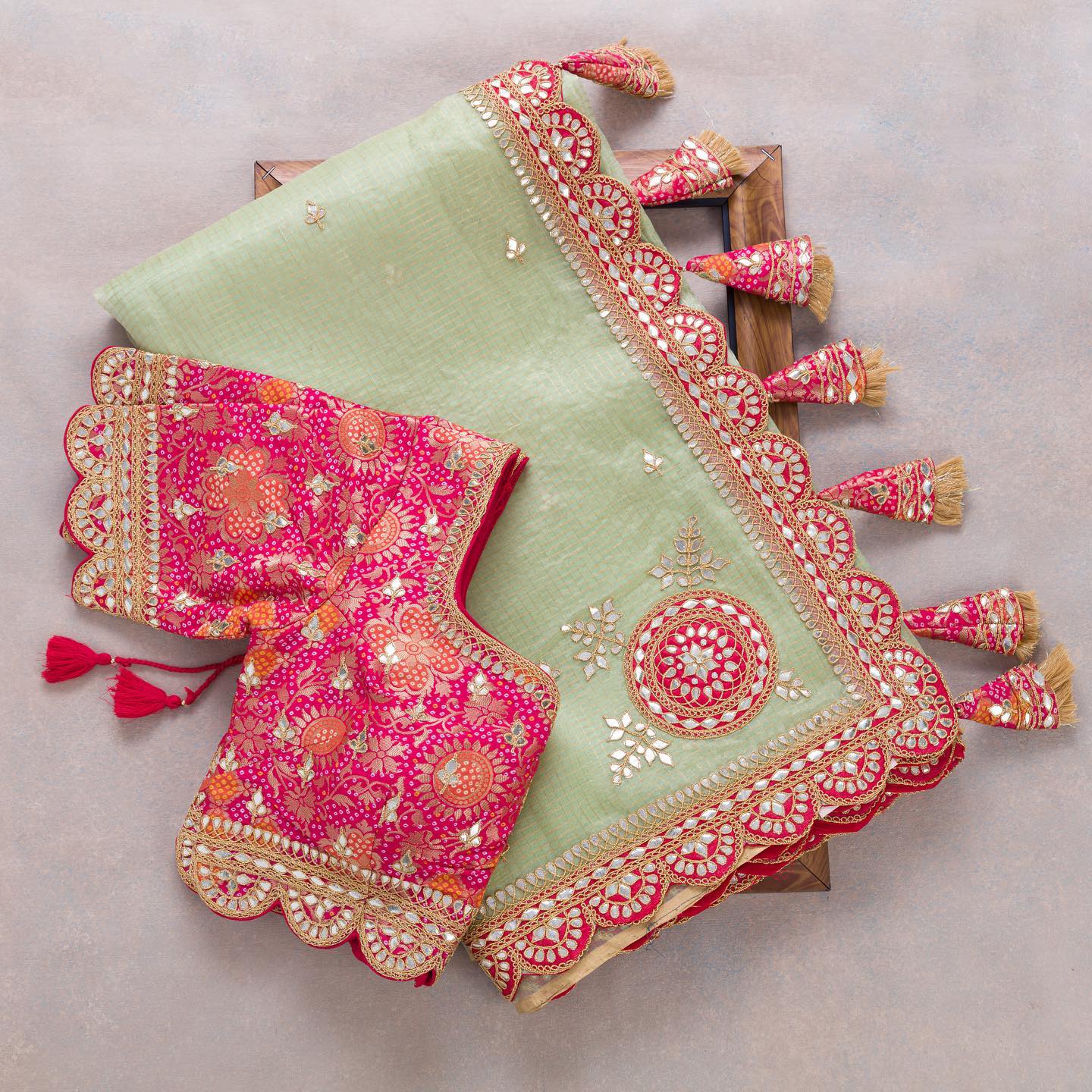 Pista Pink Colour Rangoli Silk Sequence Embroidery Work Saree With Blouse