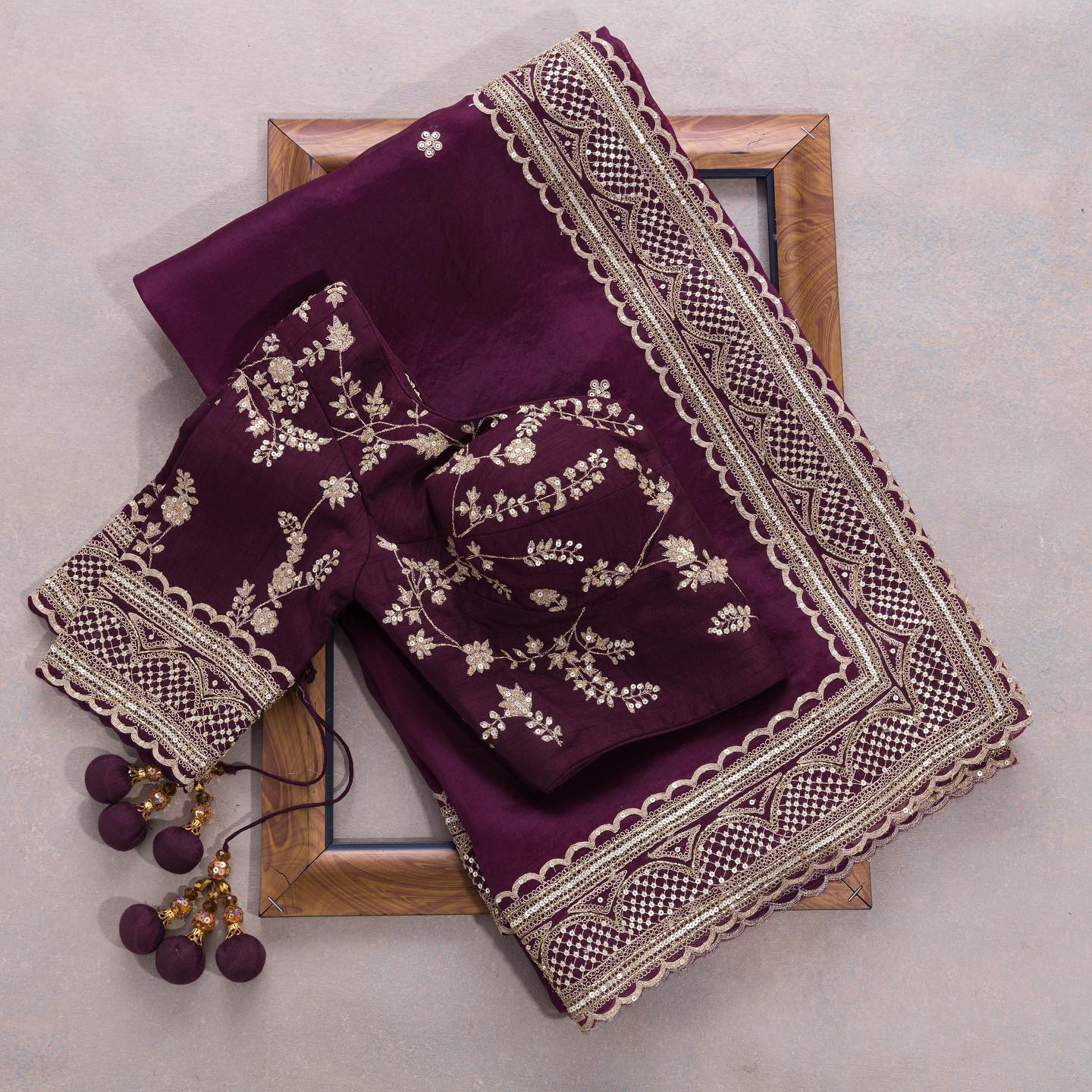 Violet Colour Rangoli Silk Sequence Embroidery Work Saree With Blouse